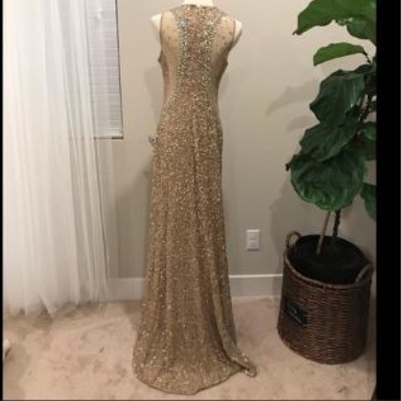 Adrianna Papell side mesh embellished sleeveless long gown - Picture 3 of 9